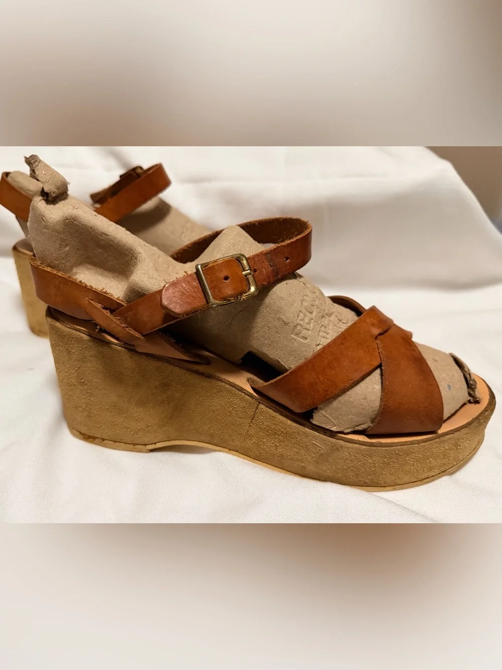 Vintage 1970’s Rapallo 3” Platform Leather Sandals- Size 10. Made in Italy